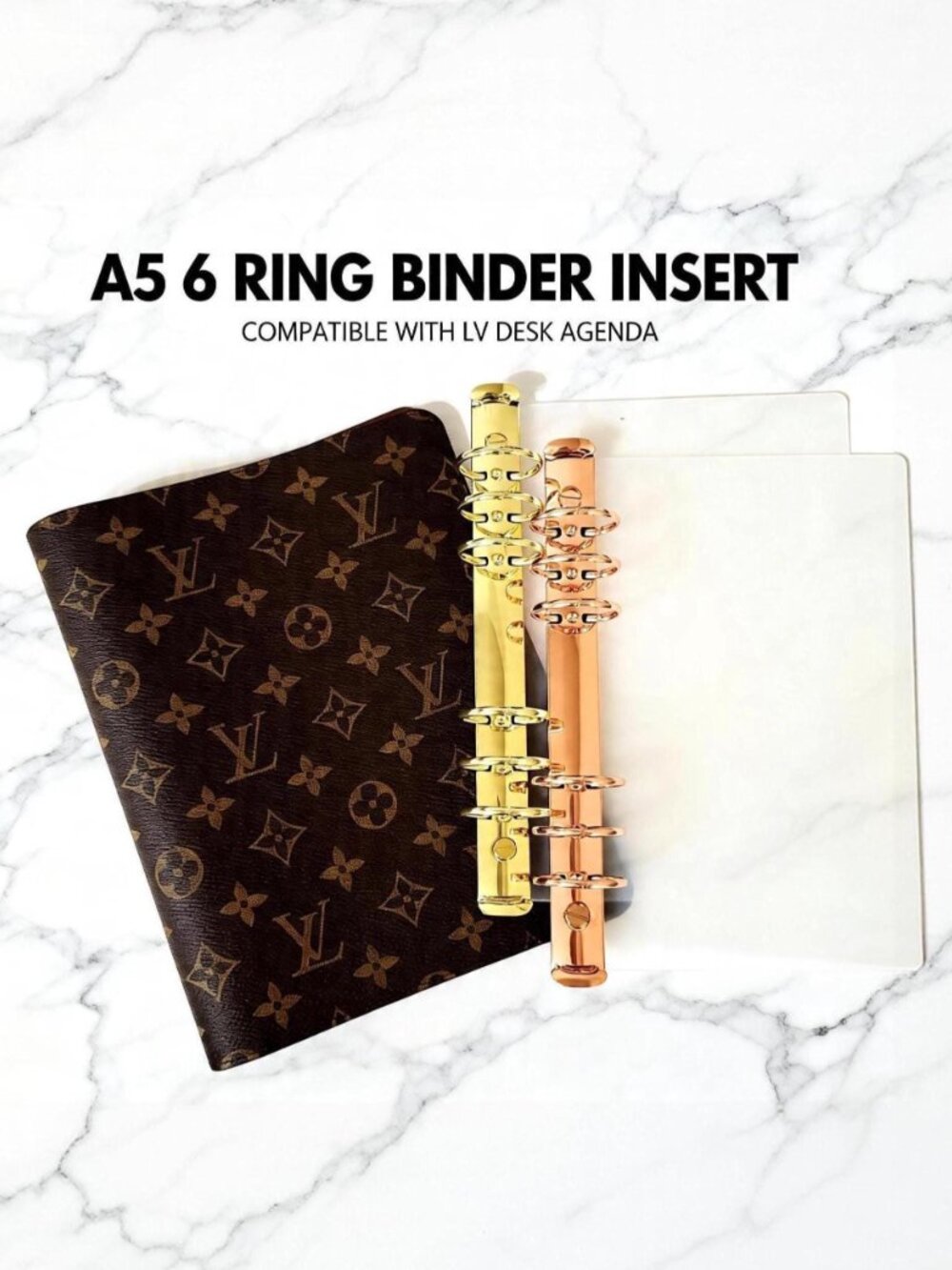 20MM Gold A5 Ring Binder for LV Desk Agenda Louis Vuitton Insert Converter